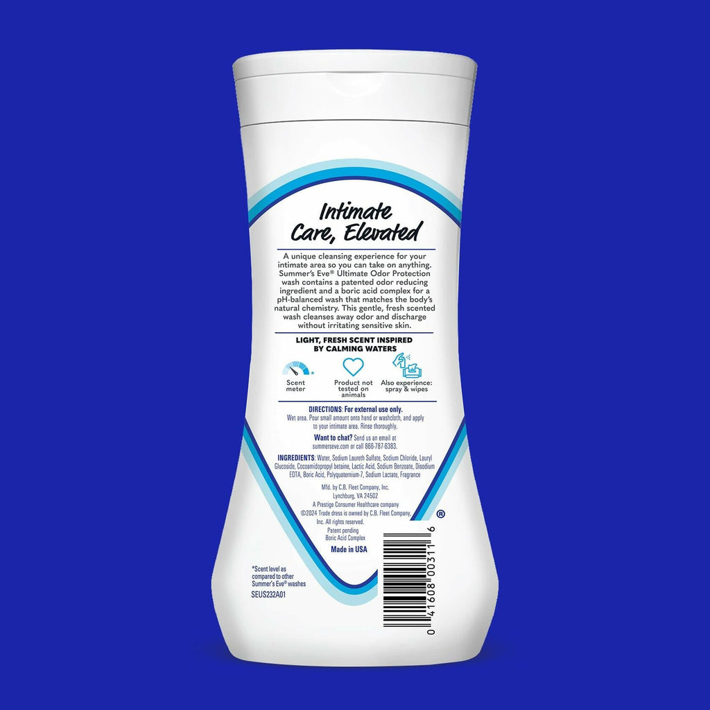 Summer's Eve Ultimate Odor Control Feminine Body Wash with Boric Acid, 15 Fl Oz