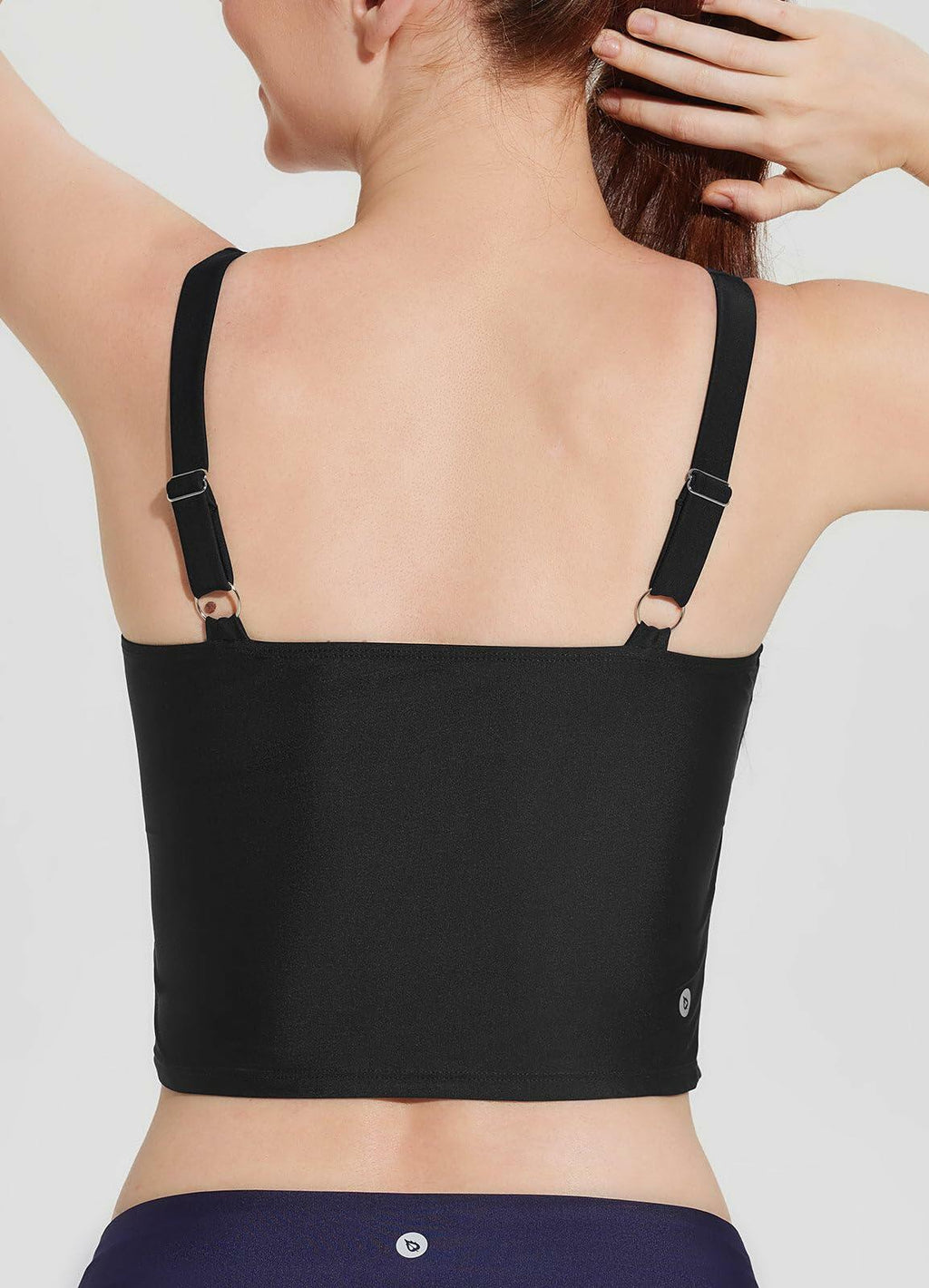 baleaf Women's Black Tankini Swim Top Modest Square Neck Size 42
