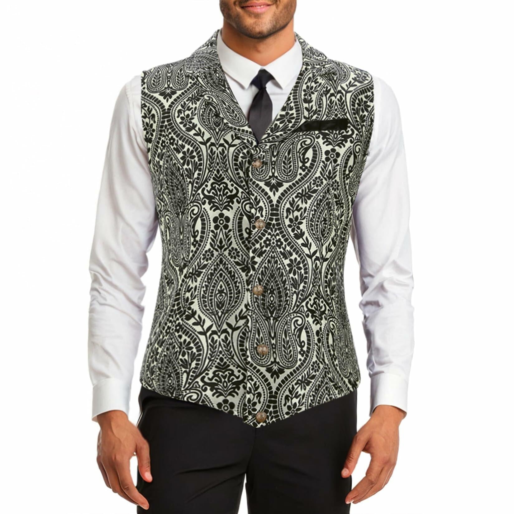 Century Star Men's Gold Vest Steampunk Pirate Western Formal XXL