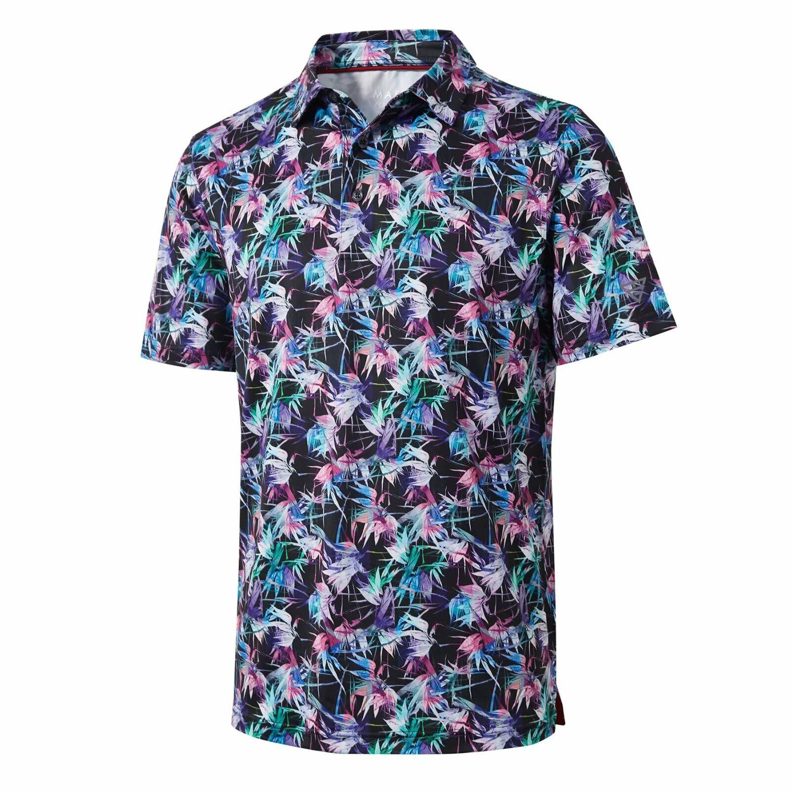 Motley Leaf Men's Dry Fit Golf Polo Shirt Moisture Wicking Size XL