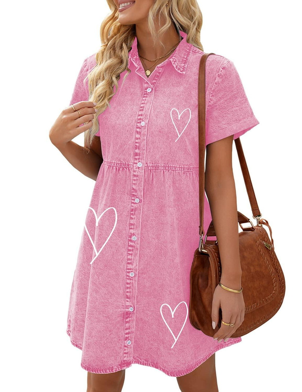 LookbookStore Pink Babydoll Dress Lightweight Casual Size L