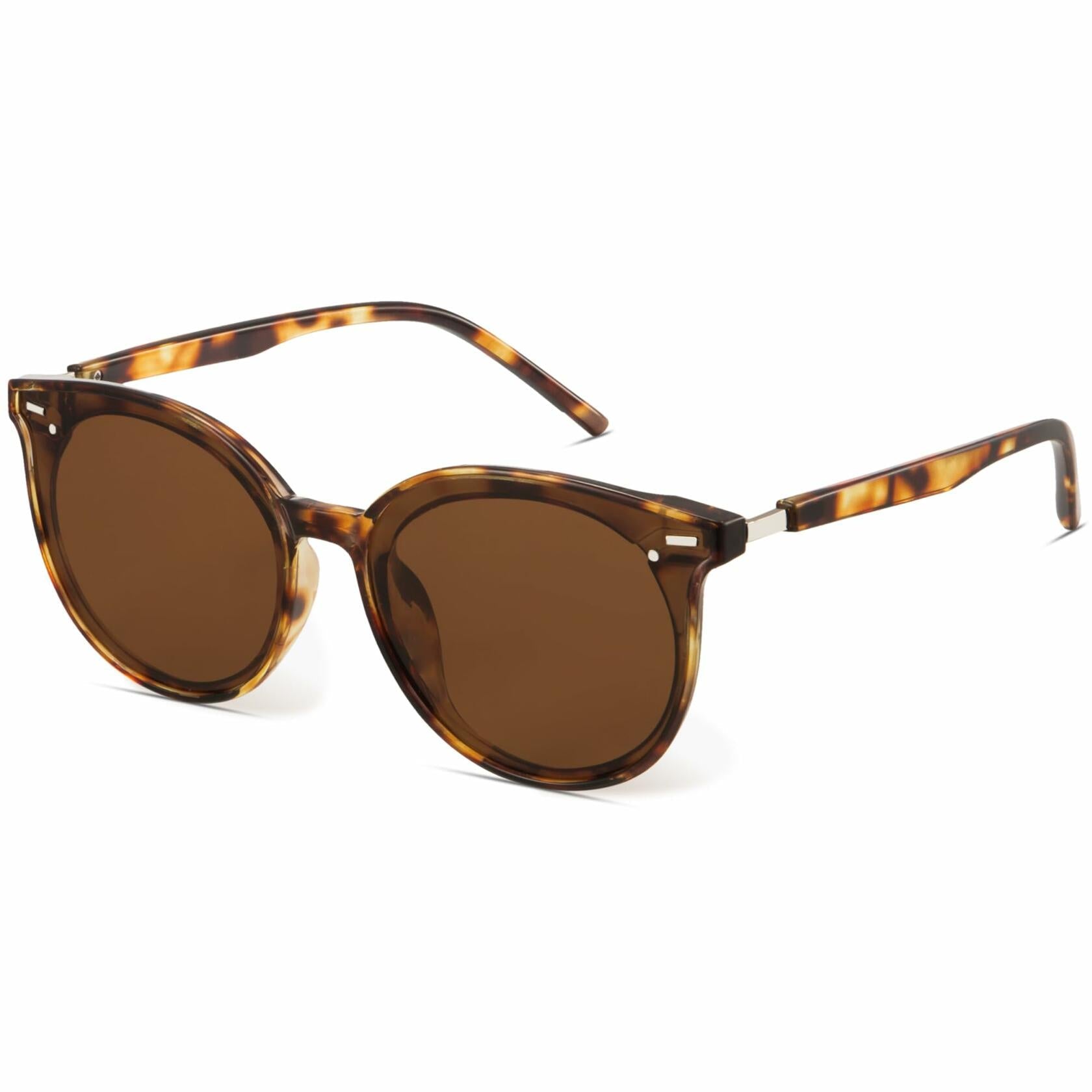 livho Polarized Retro Round Sunglasses Women Oversized Black