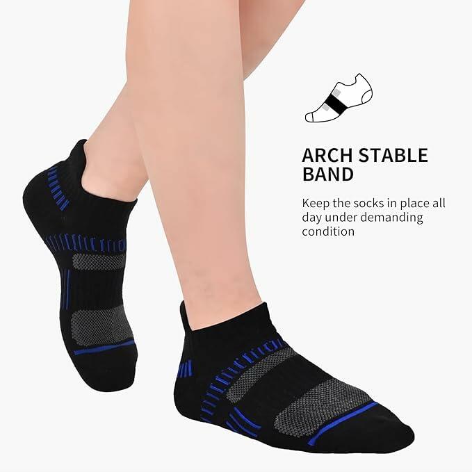 NTCARE Mens Athletic Ankle Socks Cushioned Arch Support Grey 6 Pairs - One Size