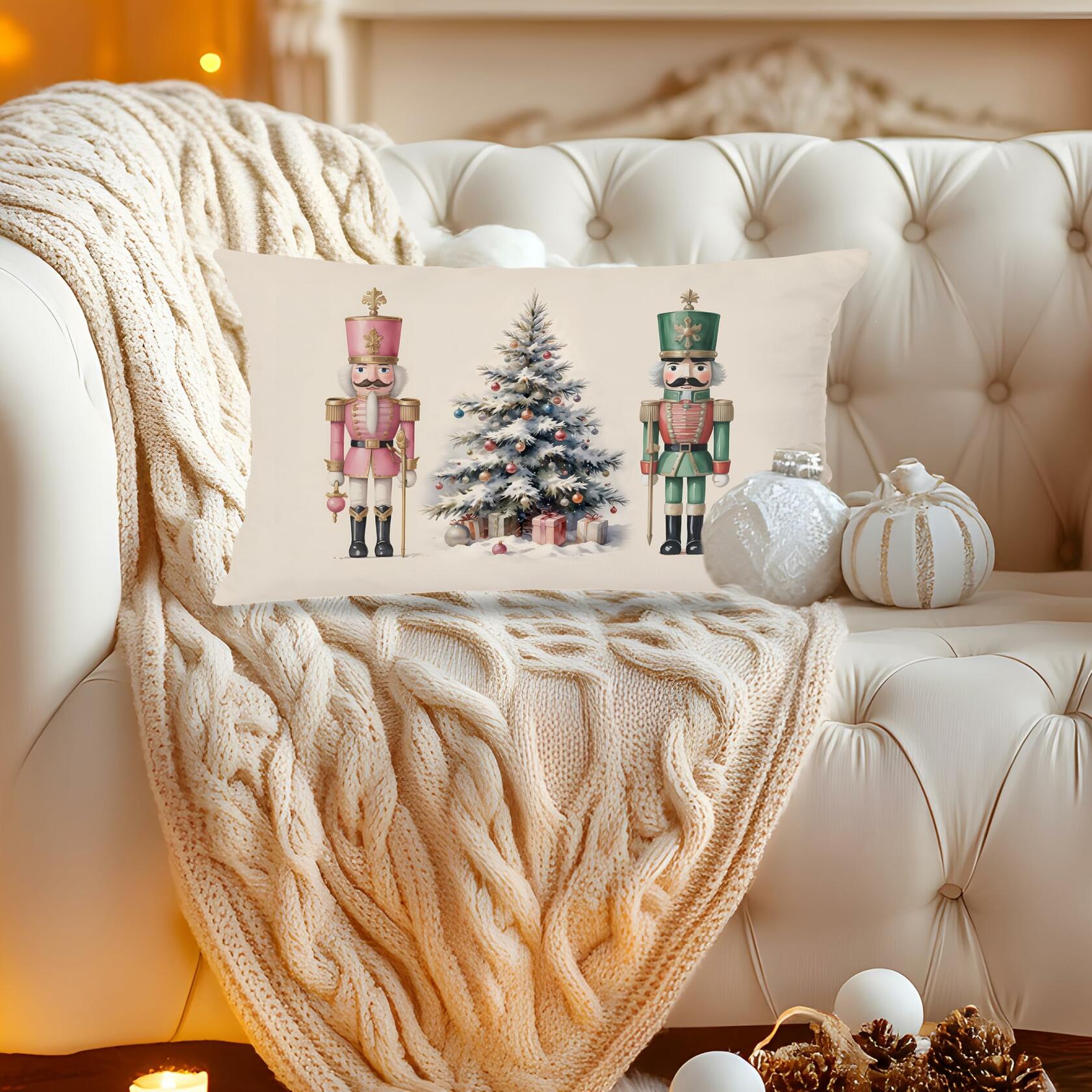 LUKIPOM Christmas Tree Lumbar Pillow Cover 20x12 Green 1 Count