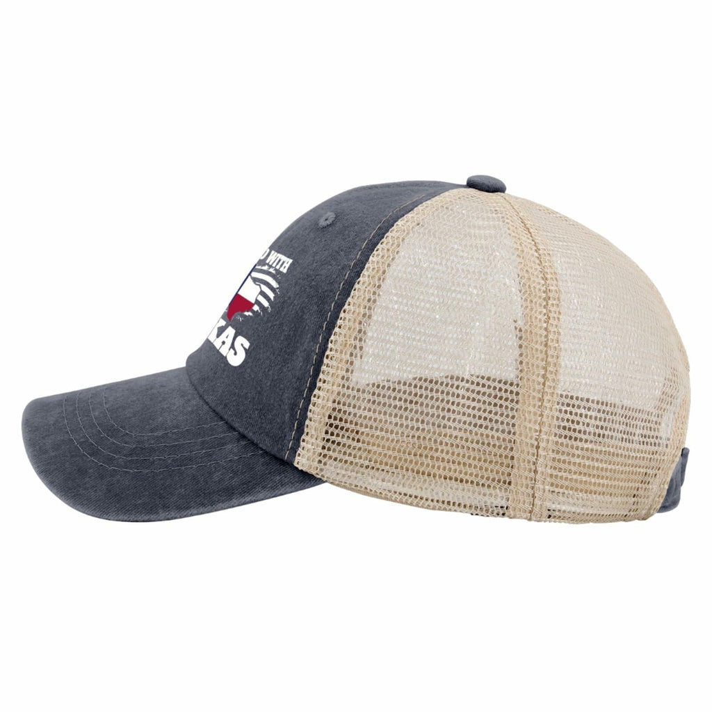 Beafoliya Texas Flag Trucker Hat Women Mesh Baseball Cap Purplish Blue