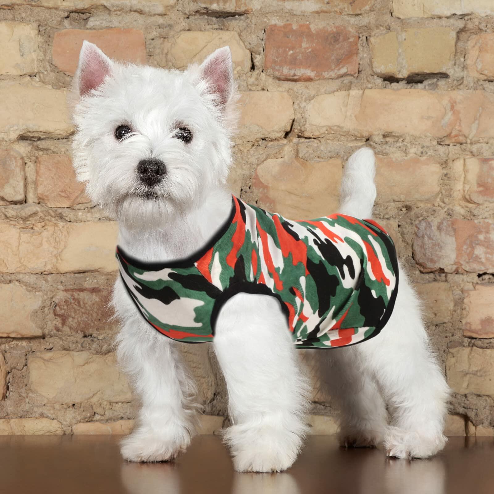 8 Pieces Dog Boy Summer Camo Sleeveless Printed Pet Shirts Size Large