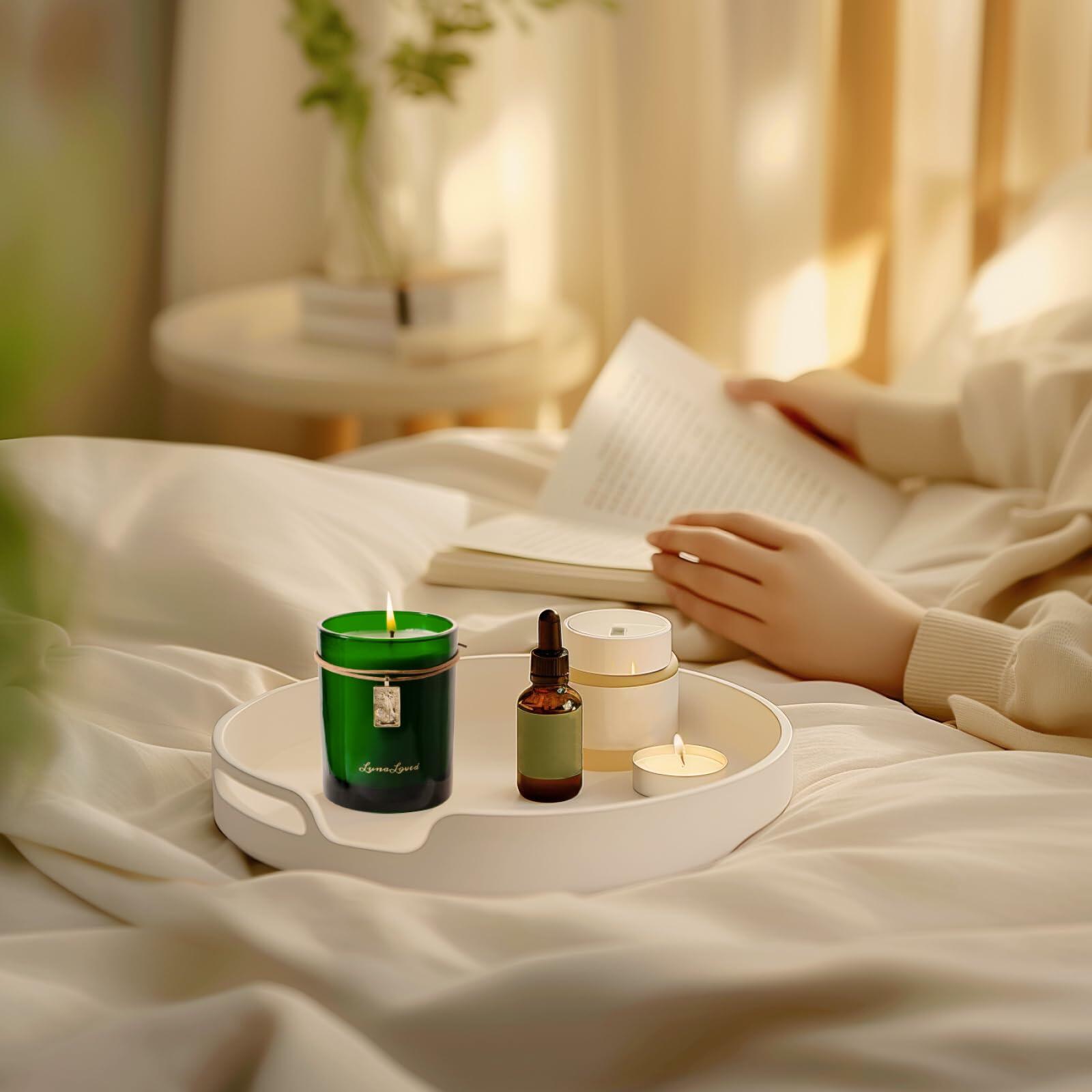 LunaLoved Candle for Tarot The Hermit, Juniper Lavender Scented Candles, GREEN