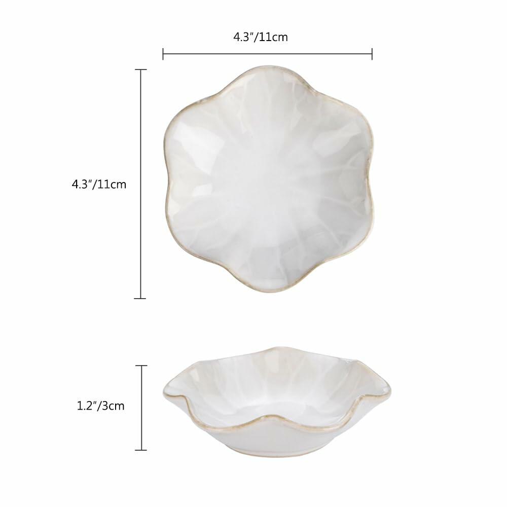 2PCS Lotus Leaf Ring Holder Dish Ceramic Trinket Tray White Light Green