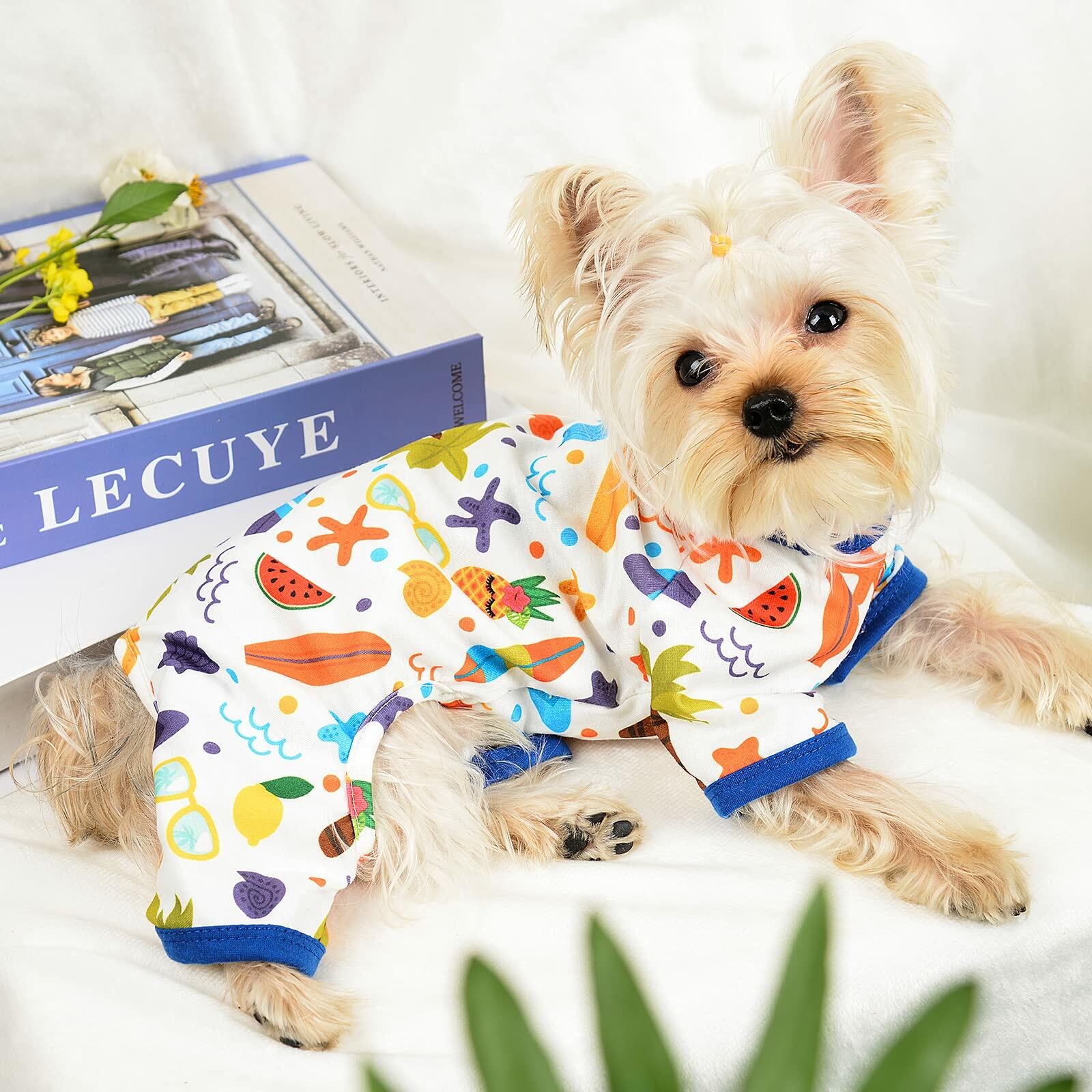 Dog Pajamas Small Chihuahua Yorkie Teacup Puppy Pjs Soft Pet Clothes Size 2XL