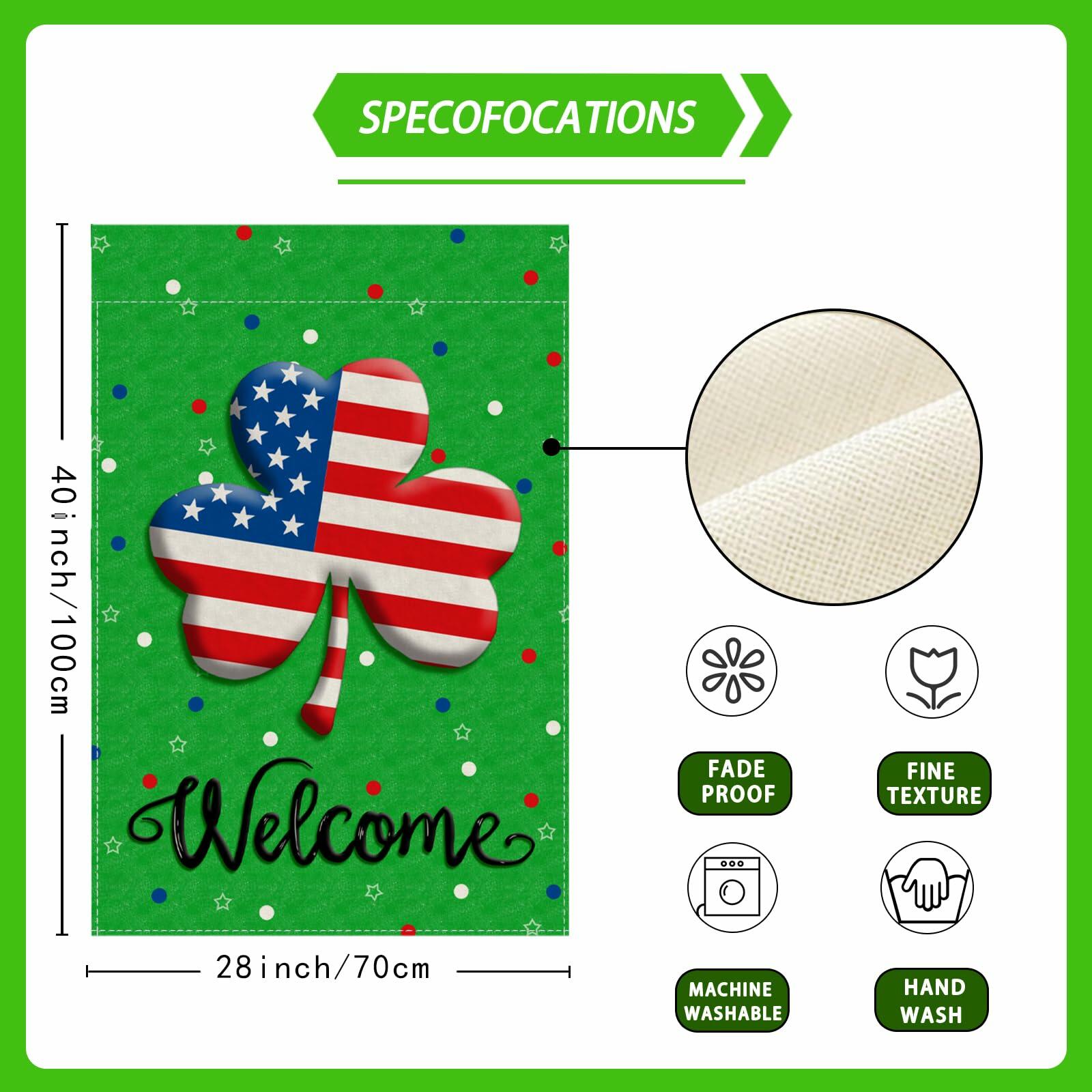 ZAEW St. Patrick's Day Shamrocks Garden Flag 12x18 Inch Green Double Sided