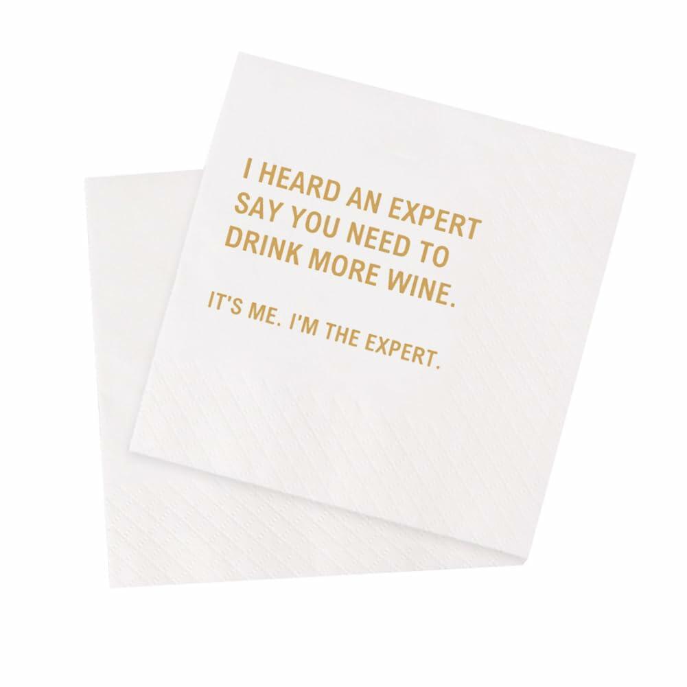 VOWFOO Funny Quotes Cocktail Napkins 4.5x4.5in 2-Ply 100pcs White