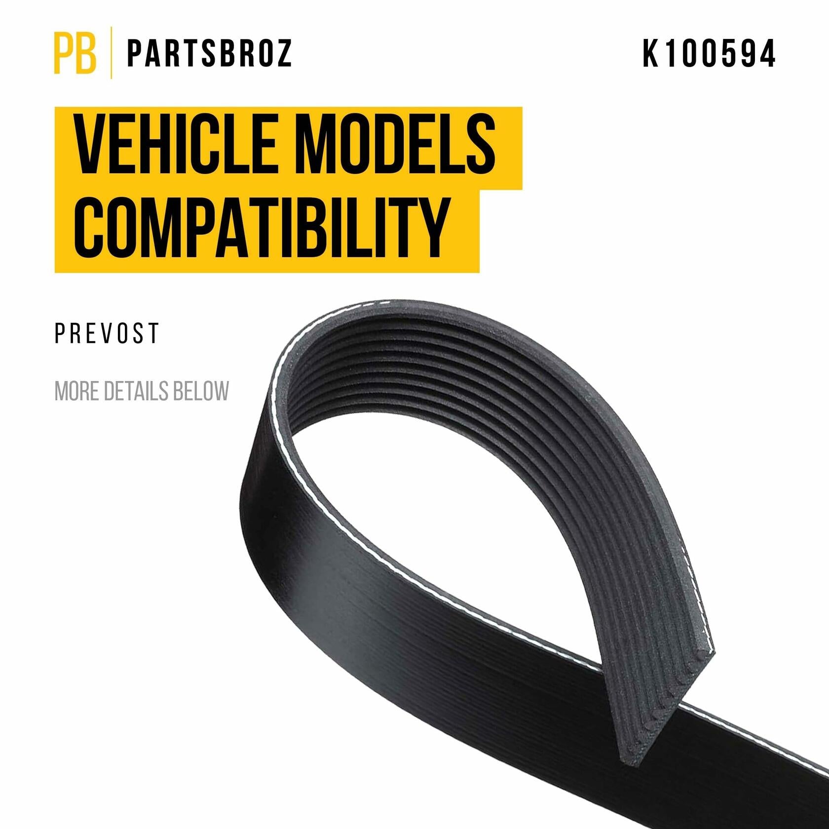 PartsBroz K060763 Micro-V Serpentine Drive Belt Compatible with Gates Black