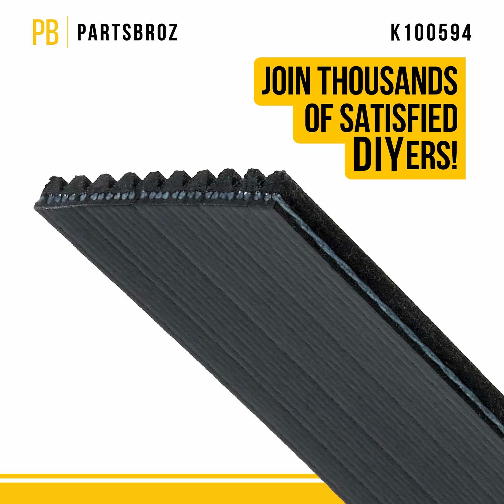 PartsBroz K070644 Micro-V Serpentine Drive Belt Compatible BMW Black