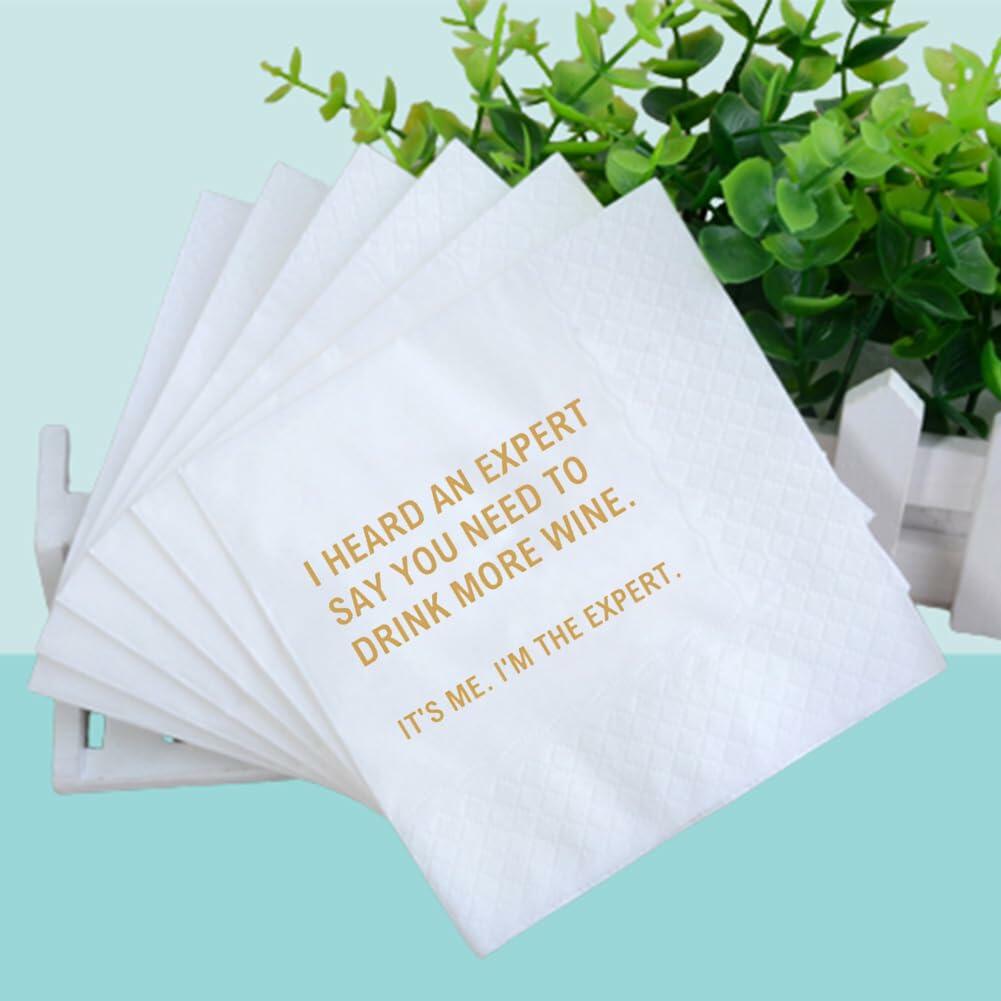 [Like New] VOWFOO Funny Quotes Cocktail Napkins 4.5x4.5 2-ply 100pcs Gossip