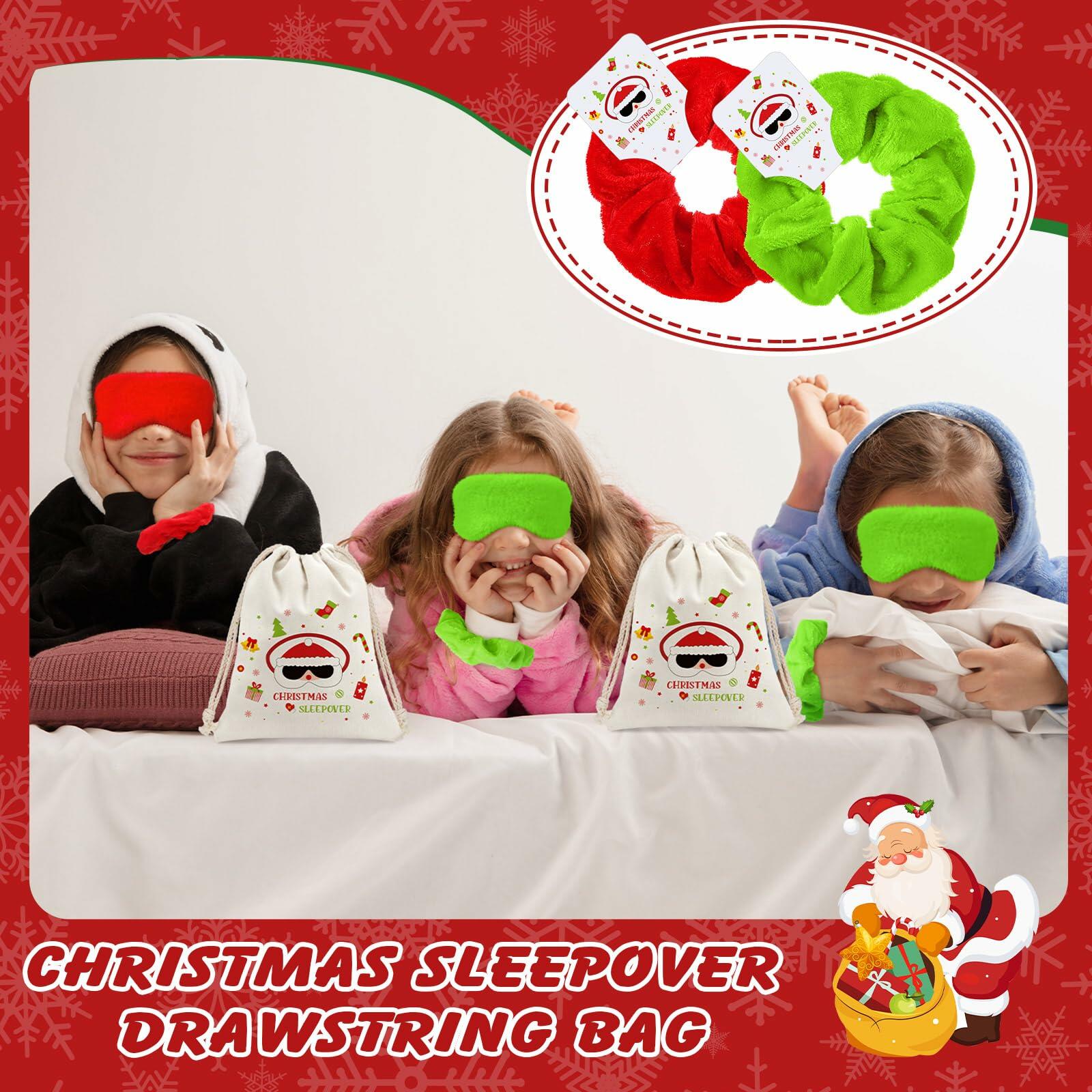 Bunnycool Christmas Hair Scrunchies & Sleep Eye Mask Set 24 Pcs