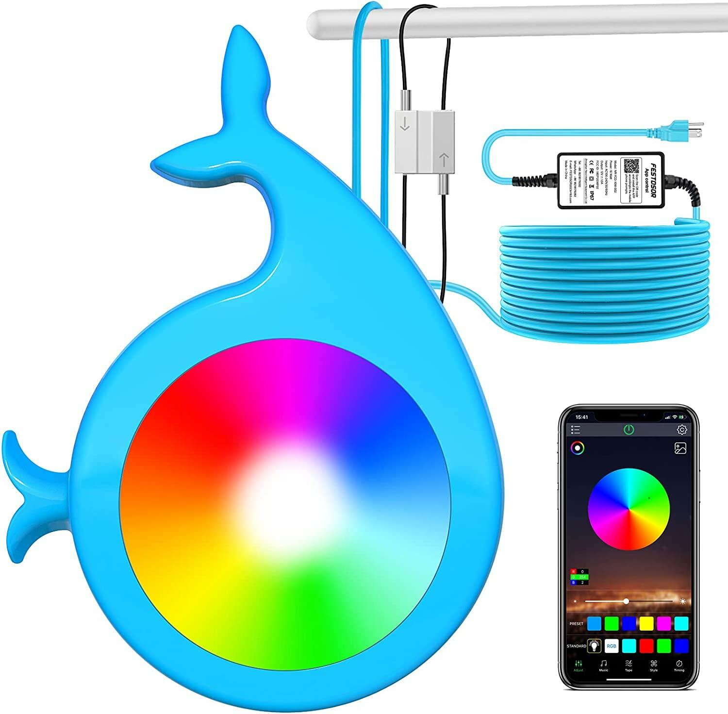 Lanpanzi RGB LED Pool Lights APP Control IP68 Waterproof 25ft Wirecord 1000lm