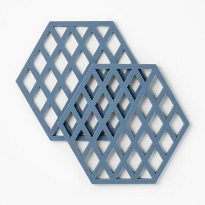 Figmint Silicone Trivet Heat-Resistant 8" Square Blue