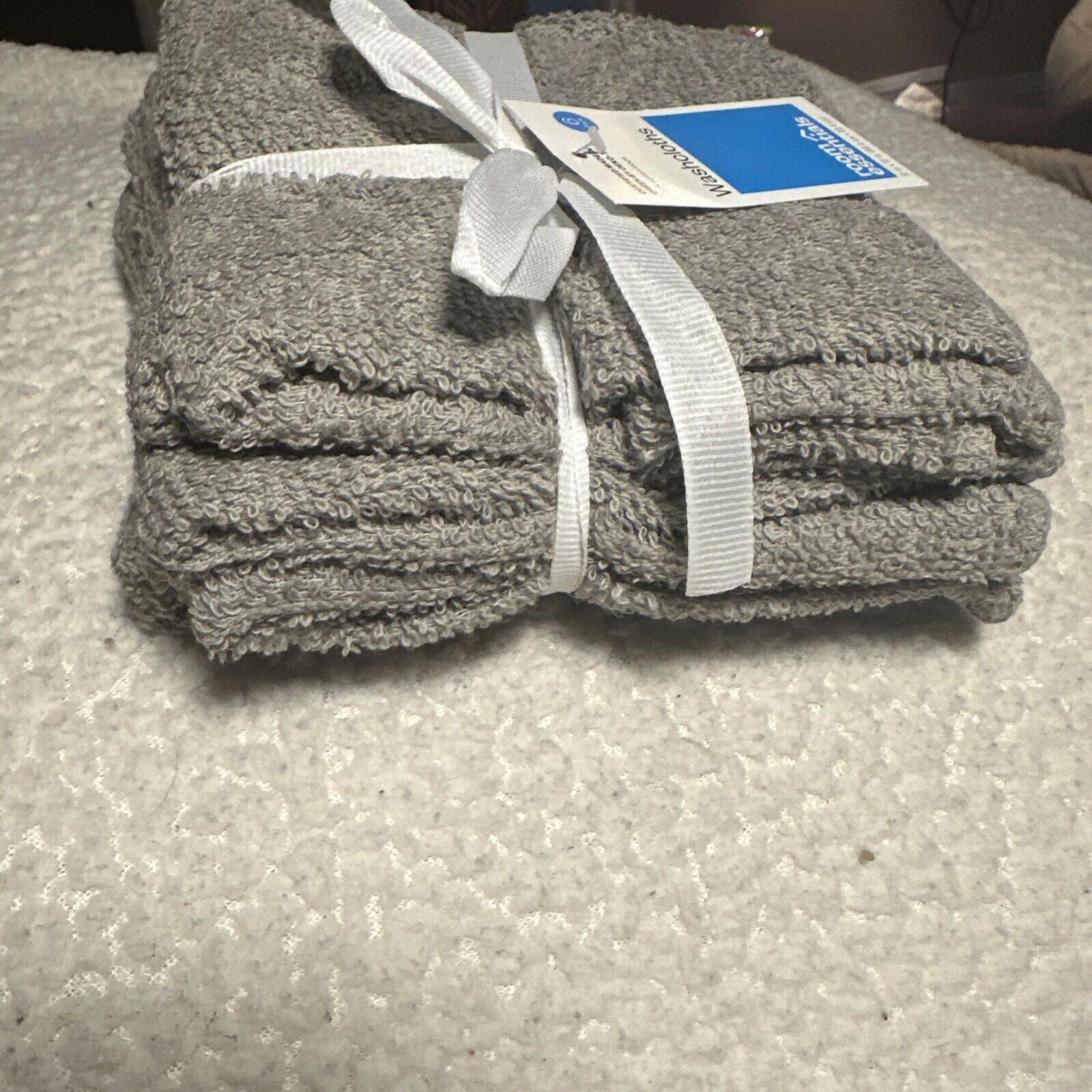Room Essentials Washcloths Light Gray Pack 12x12 Inches 12 Count
