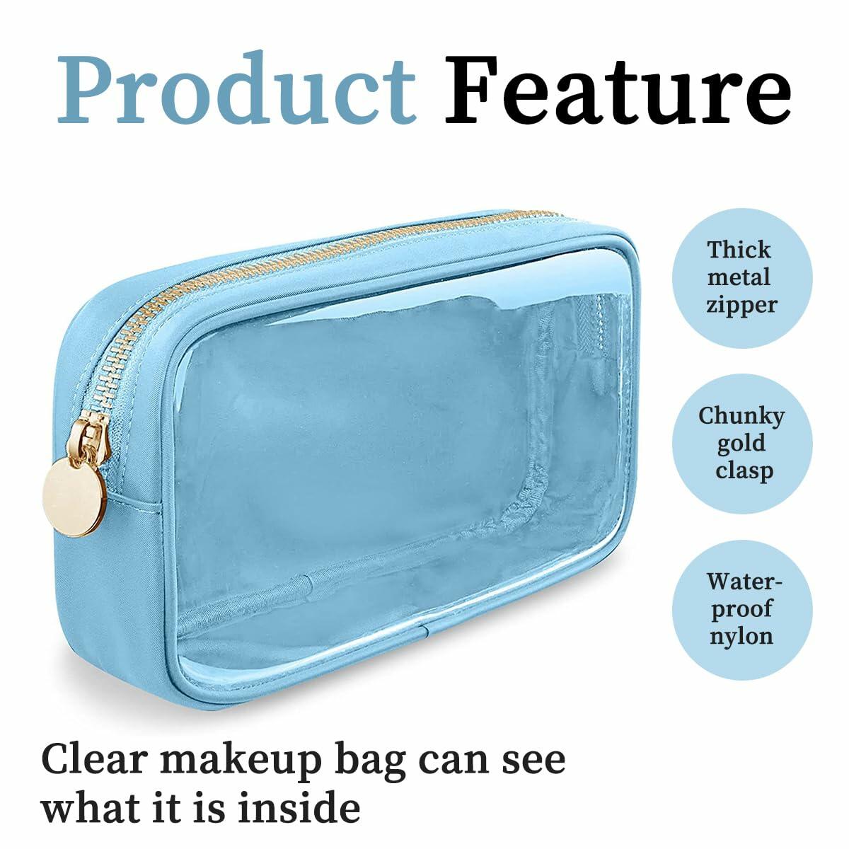 PRRQFJZS Clear Waterproof Makeup Bag Travel Organizer Zipper M Blue