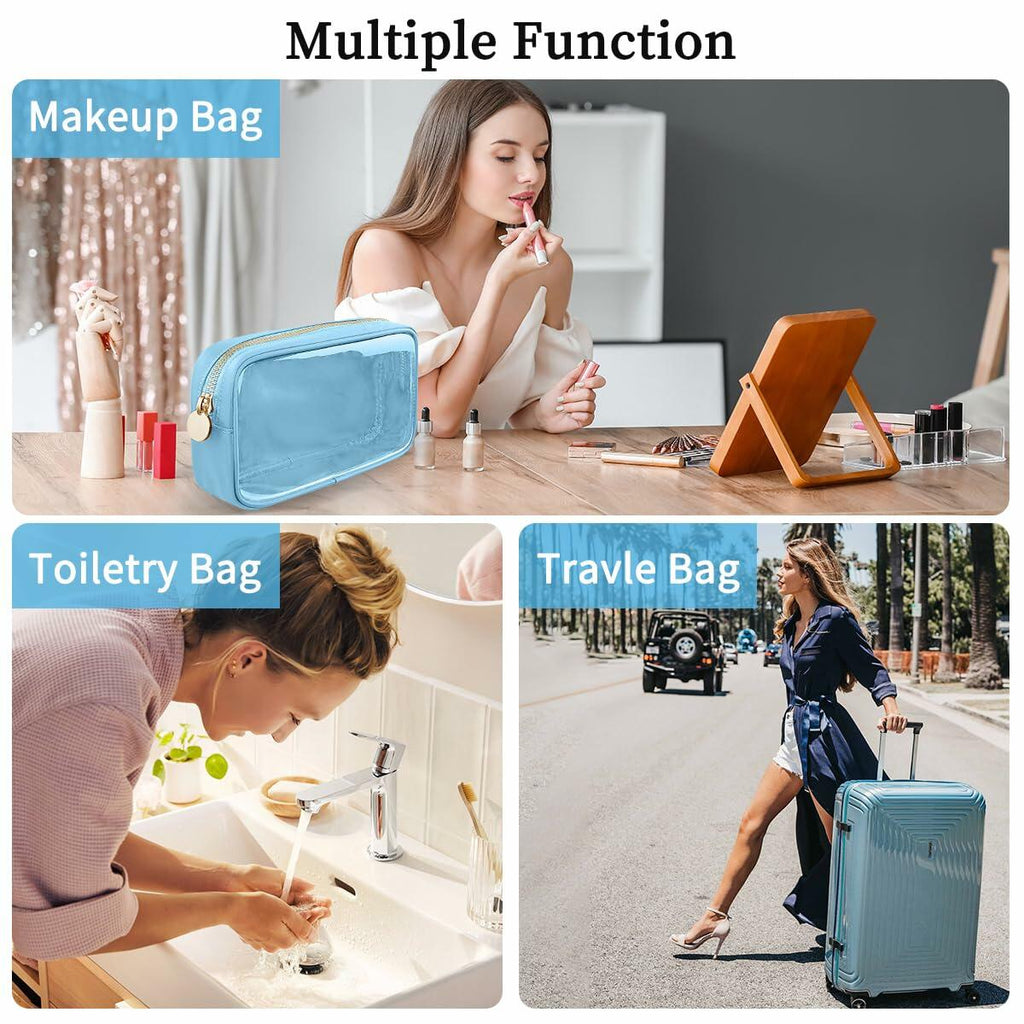 PRRQFJZS Clear Waterproof Makeup Bag Travel Organizer Zipper M Blue