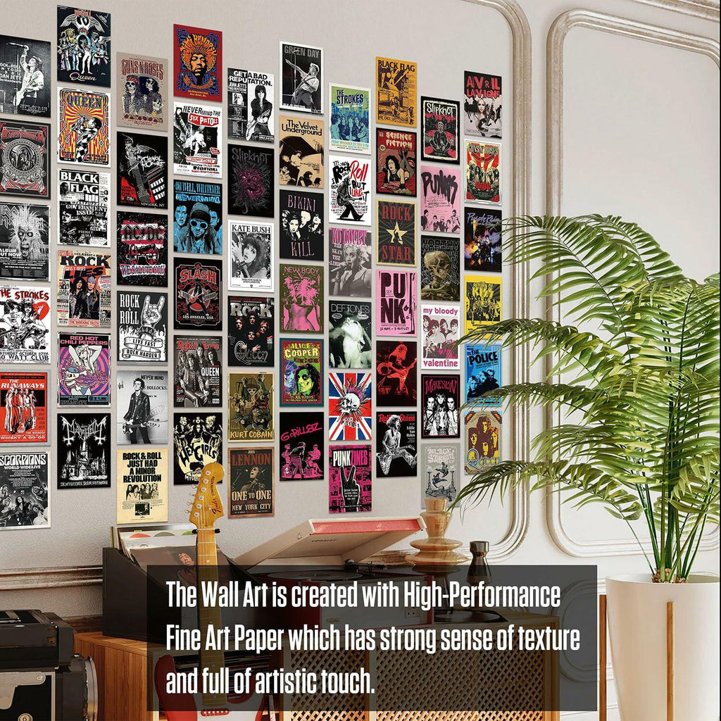JZHLLOY Punk Hip Hop Rap Wall Collage Kit Retro Black Paper Posters