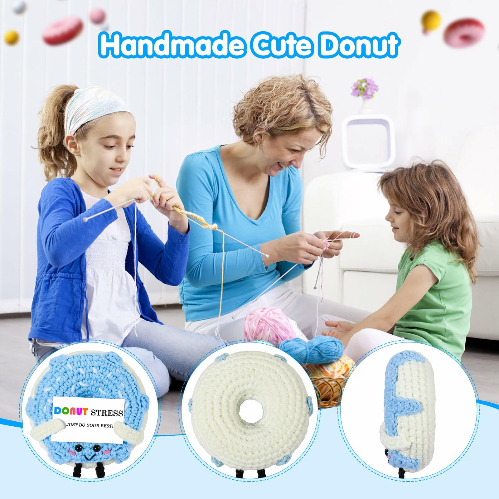 RQWZBCHX Handmade Crochet Donut Stress Toy Inspirational Blue