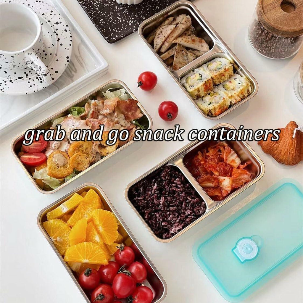 LIGIDAR Reusable Snack Containers 2pcs Stainless Steel Double Compartment