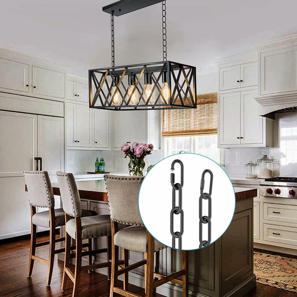 Garini 6ft Industrial Black Metal Light Fixture Chain Pendant Chandelier