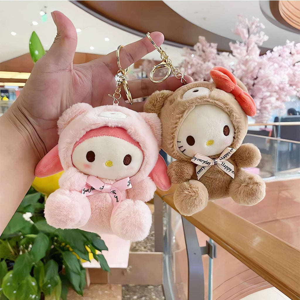 Sicpfuj Plush Keychain 5" Cute Brown Car Charm for Women Girls Size One Size