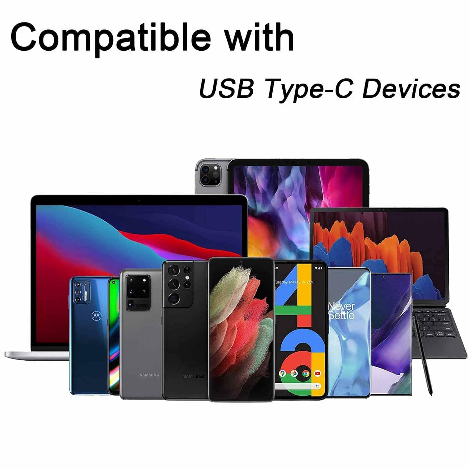 Awnuwuy USB C to USB C Cable 100W Fast Charging Pink 6.6ft 3-Pack