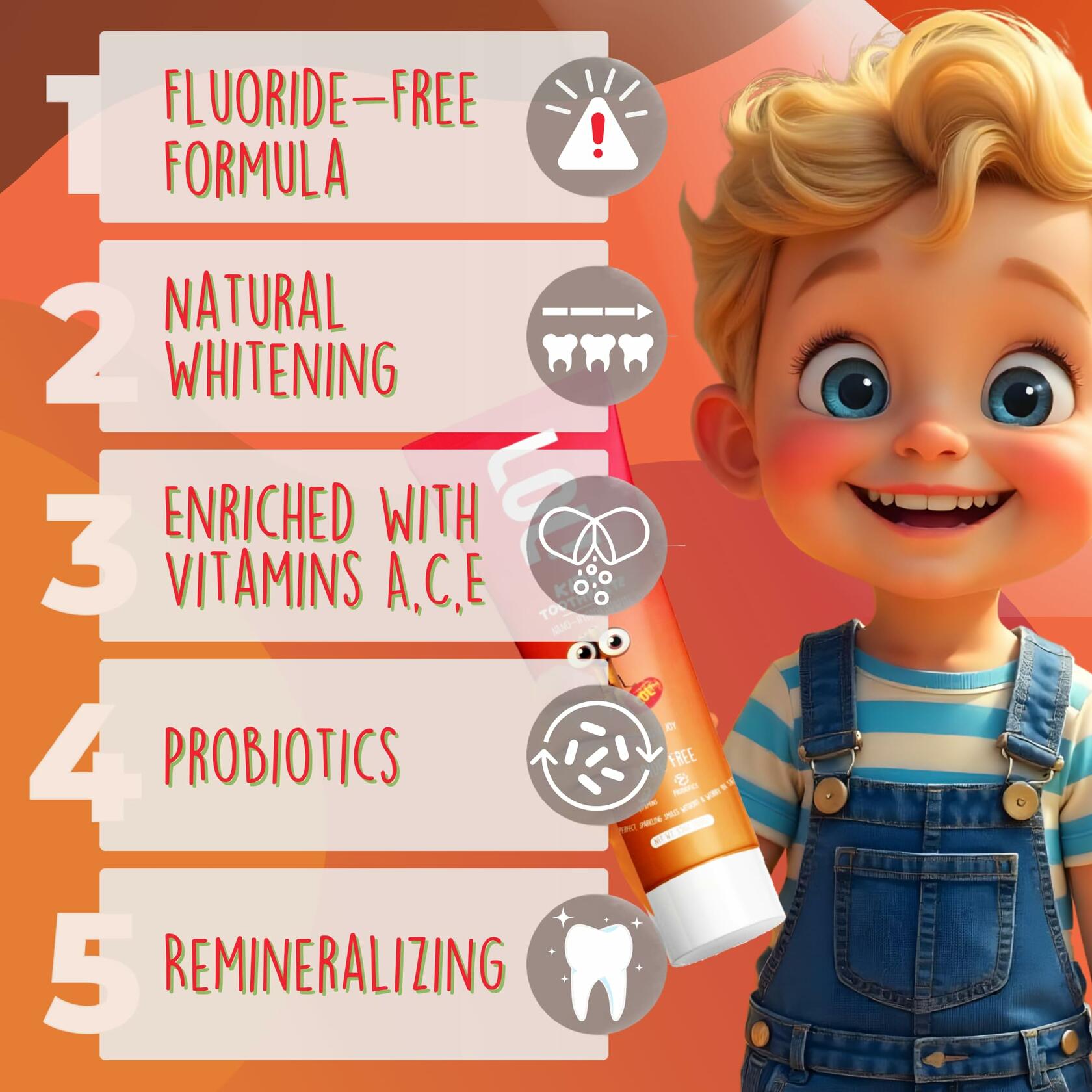 Fawelo LOL Kids Toothpaste Fluoride Free Nano Hydroxyapatite 3.5oz Blueberry