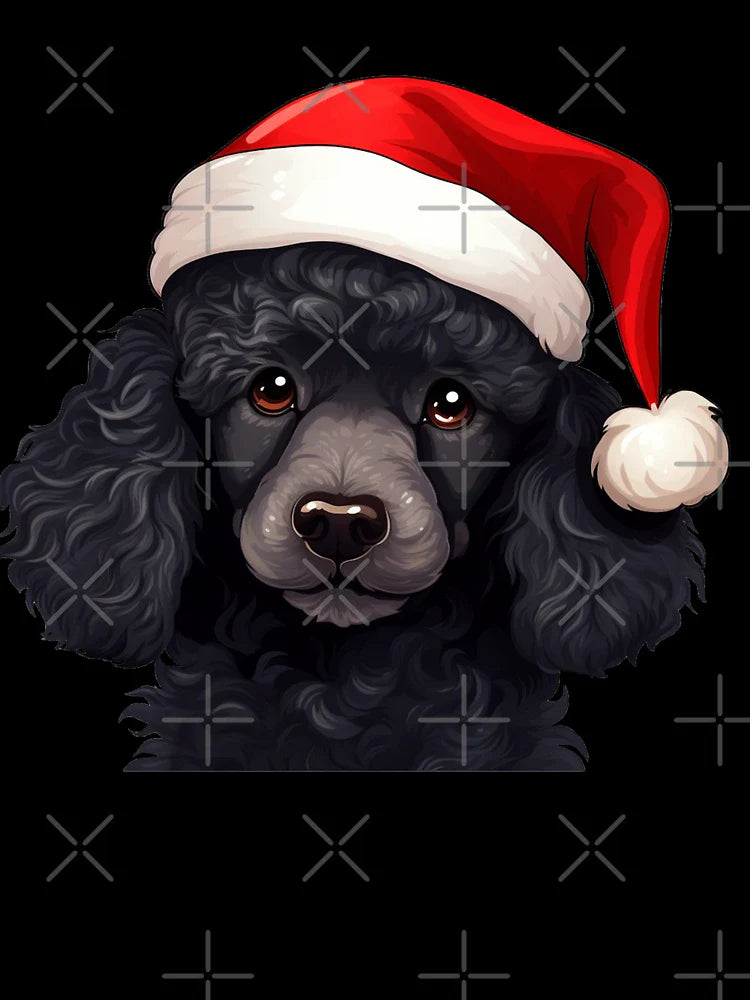 Black Christmas Poodle Puppy