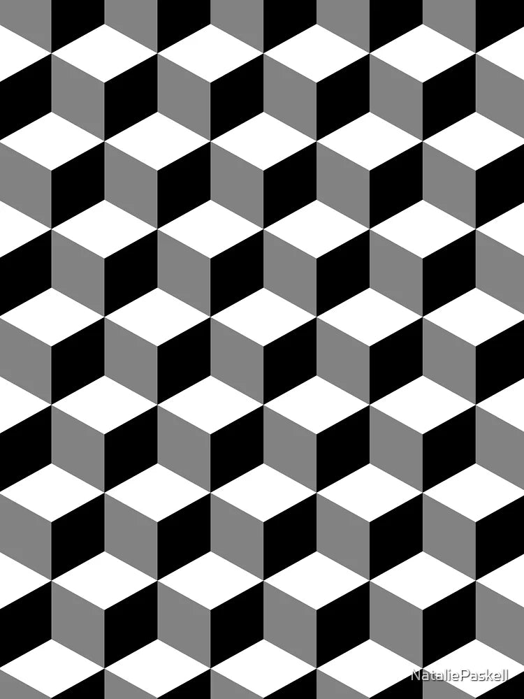 Cube Pattern Black White Grey