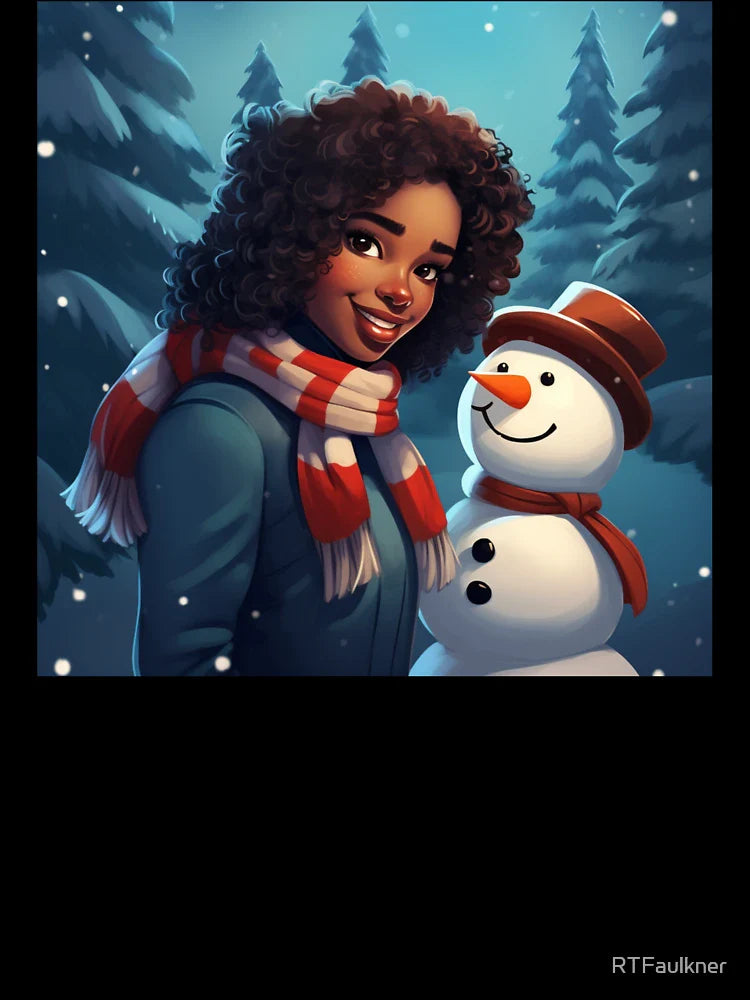Holiday Snowman & Black Teen Girl