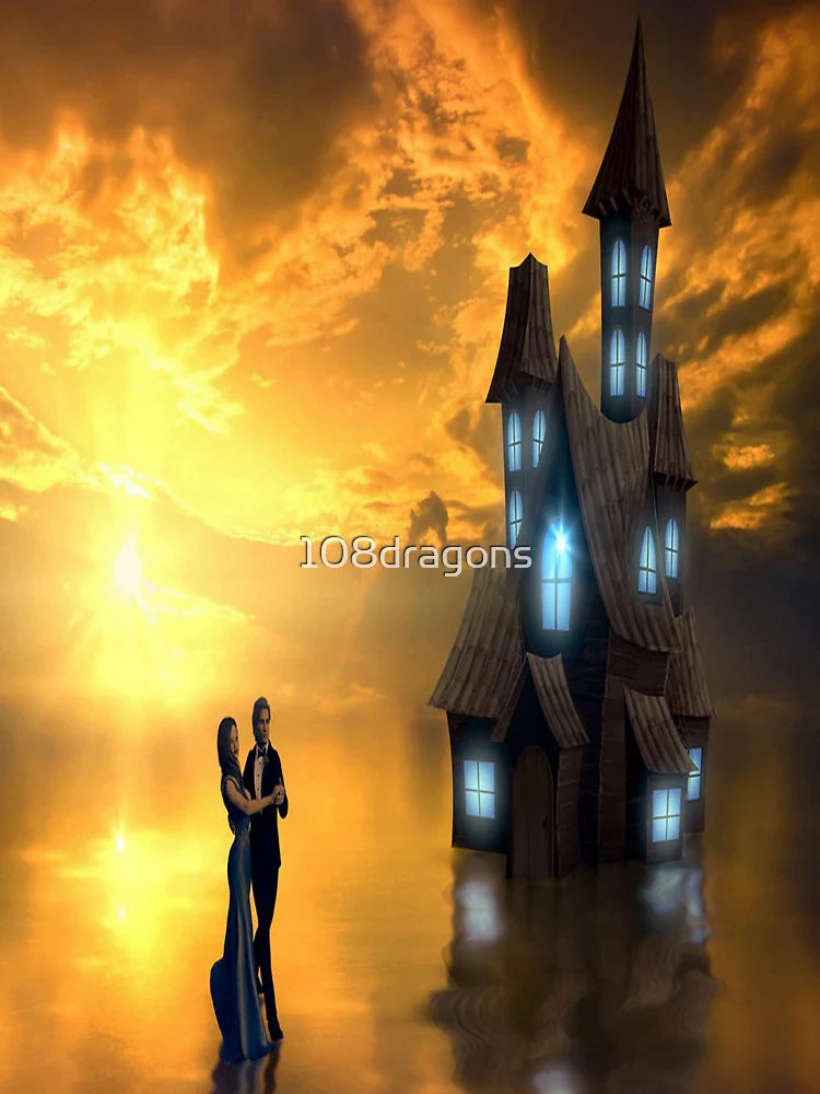 Sunset Tango Argentine Sunset Dance By The Mansion On The Lake 3D Rendering Art