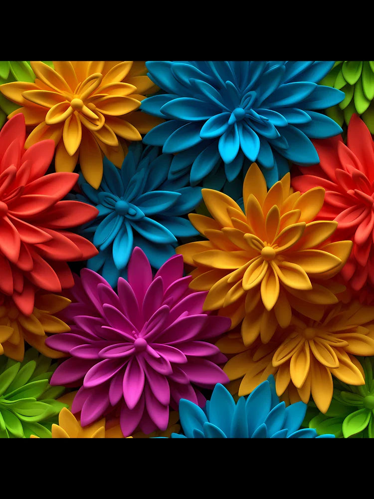 beautiful 3d flowers, digital art