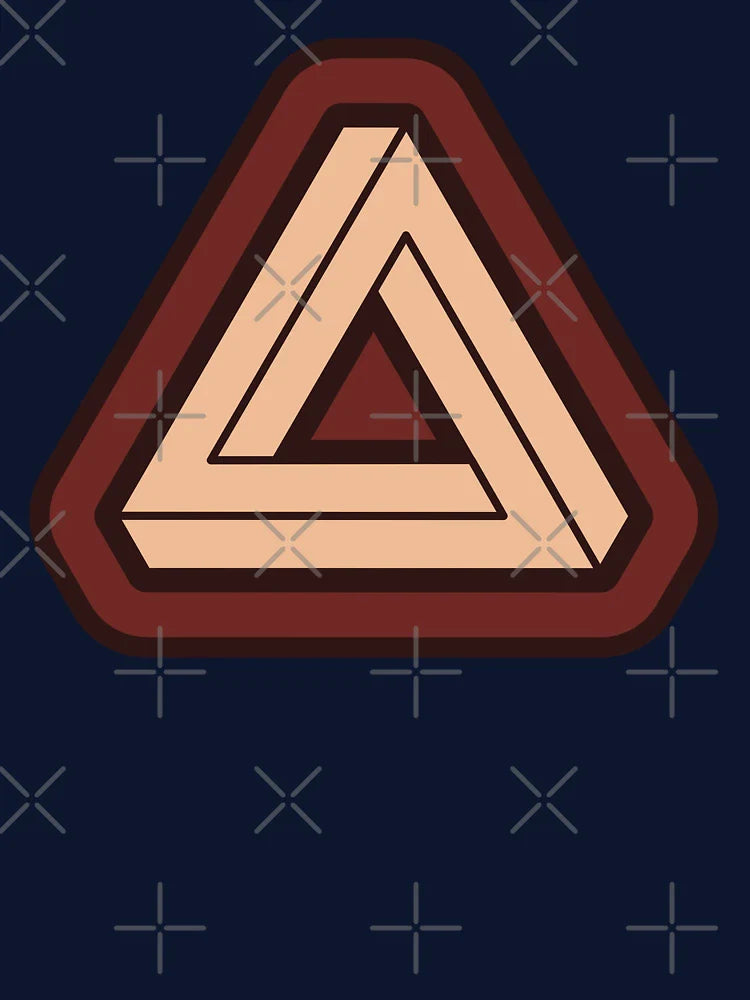 Retro Brown Impossible Penrose Triangle Optical Illusion
