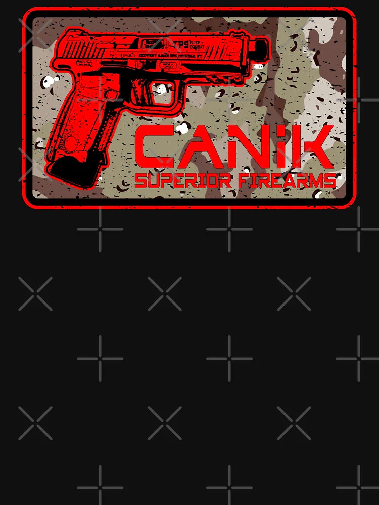 Canik TP-9 TP9 Pistol 3D Retro Anime Gun - Warrior Operator - Badge - Camo Desert
