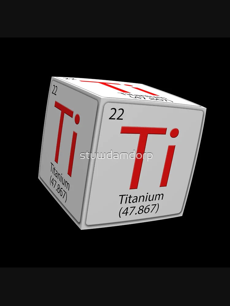 Chemical periodic table style tile - Ti Titanium cubed