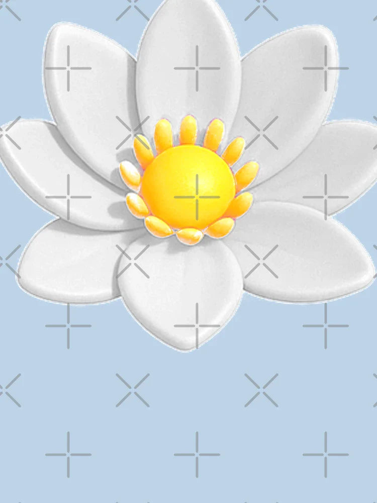 White lotus 3D flower trendy pattern sky blue background