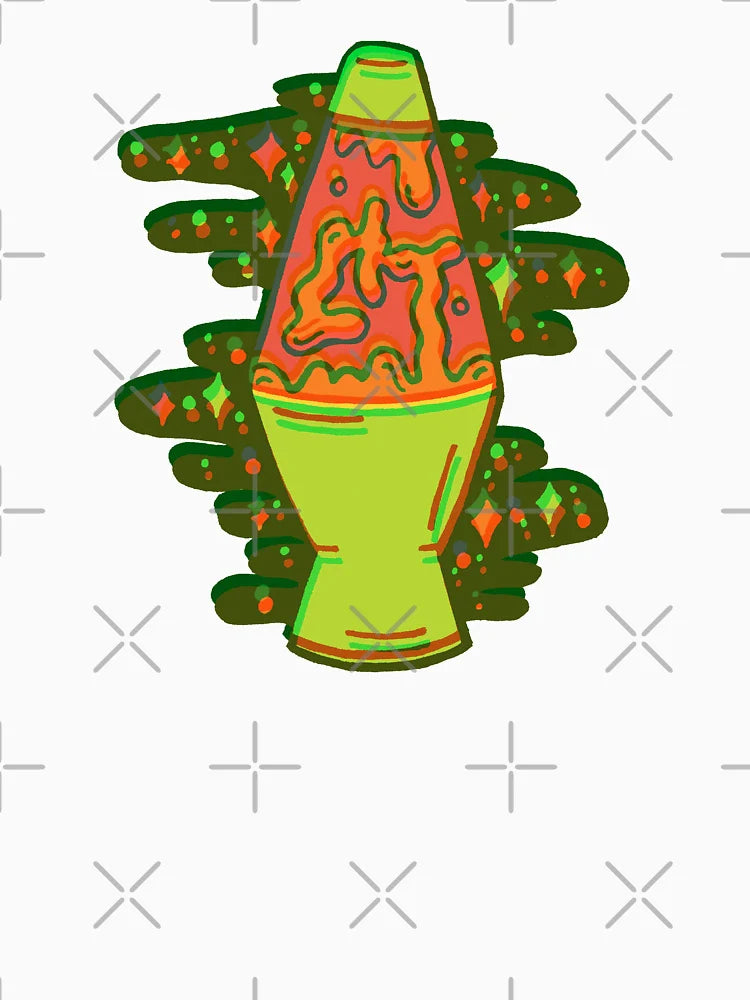 Lit Lava Lamp in orange in 3D