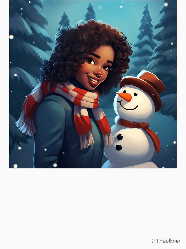 Holiday Snowman & Black Teen Girl