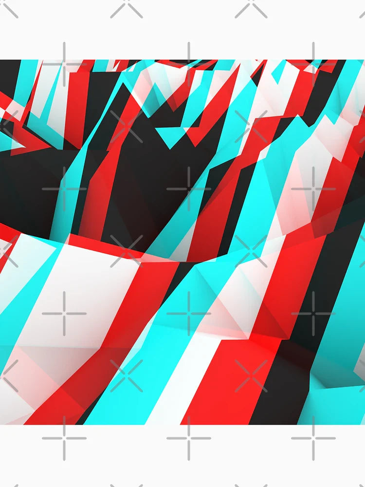 Stereoscopic Black and White Abstract Origami 3D
