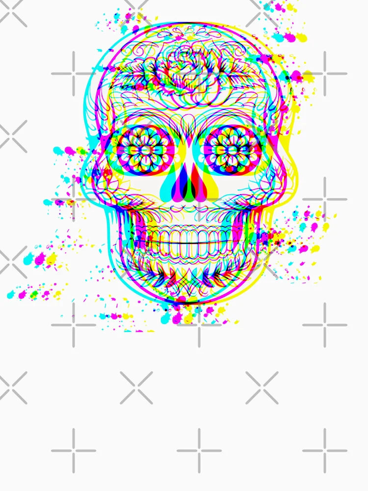 Sugar skull anaglyph 3d glitch