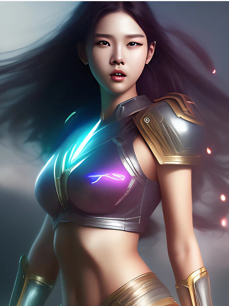 Beautiful sexy cute girl cyberpunk style