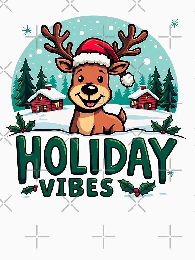 Festive Snowy Reindeer Holiday Vibes