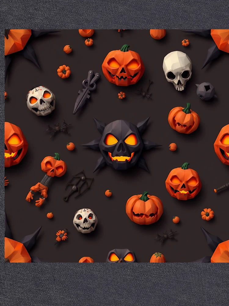 Spooky Pumpkin and Skull Digital Paper & Halloween repeat textures