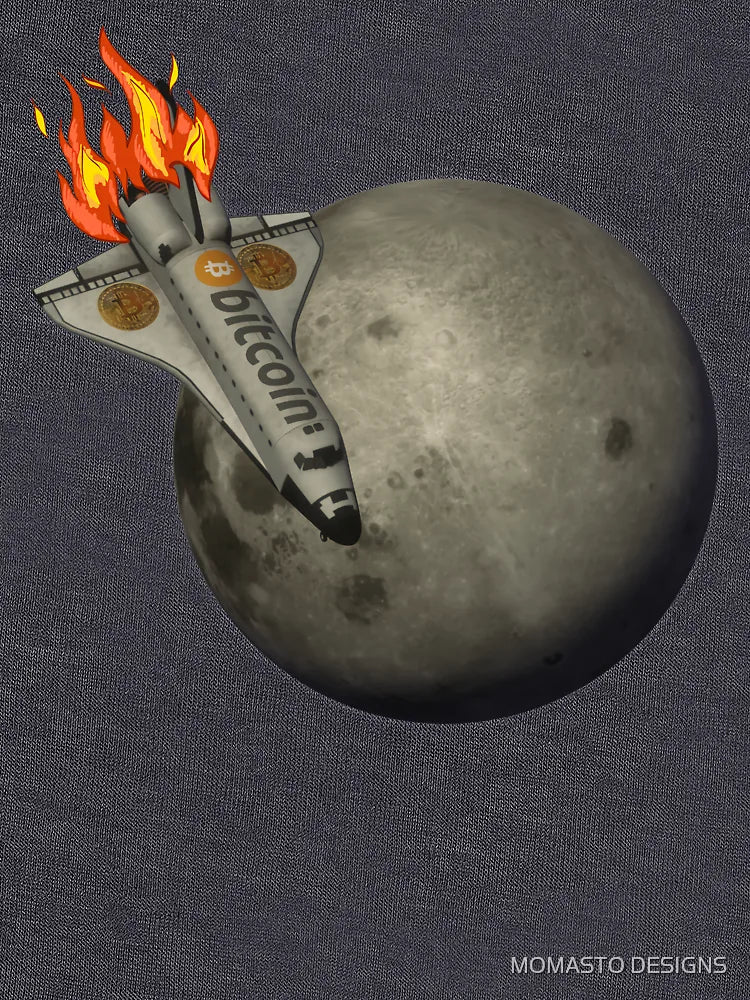 bitcoin to the moon - 3d artwork with cartoon flames
