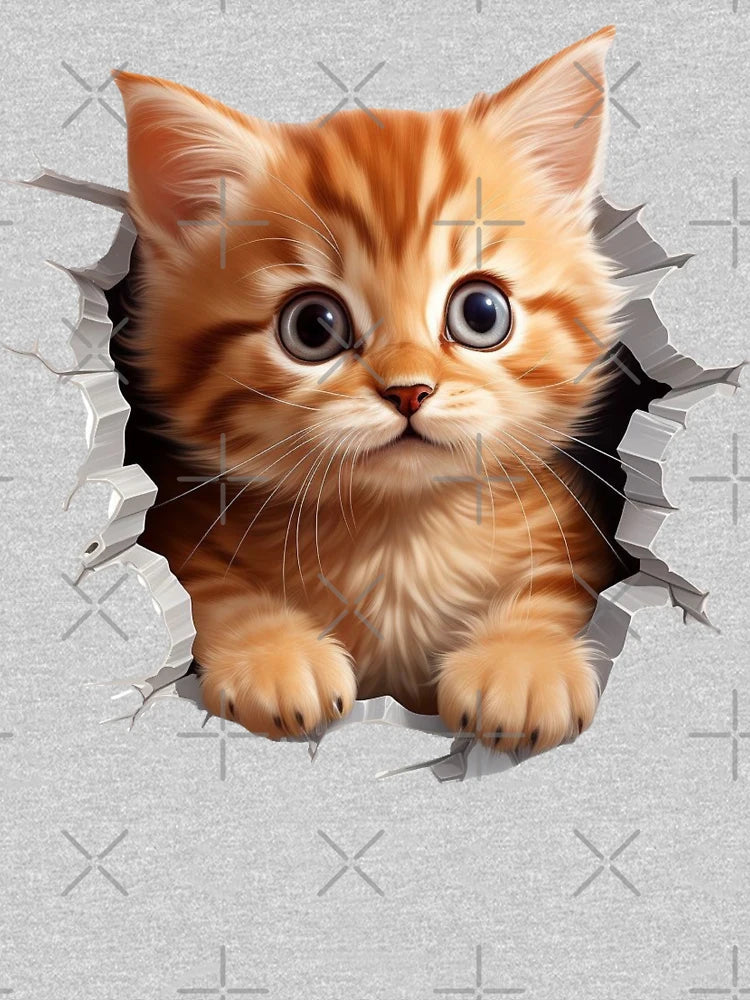 Peekaboo Ginger Kitten – 3D Wall Break