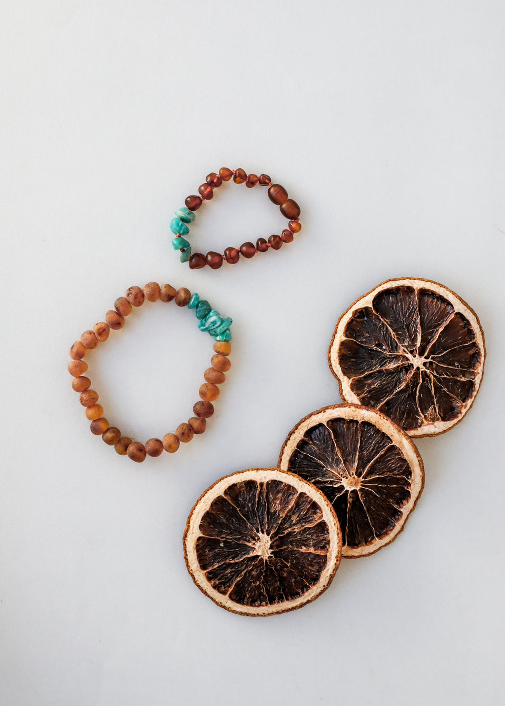 Raw Cognac Baltic Amber + Raw Amazonite || Adult Bracelet - Bracelet image